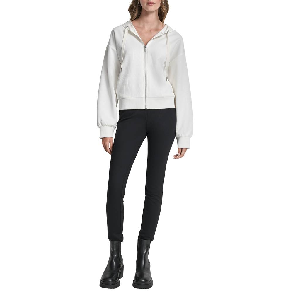 DKNY LOGO DEBOSSED SCUBA ZIP UP HOODIE