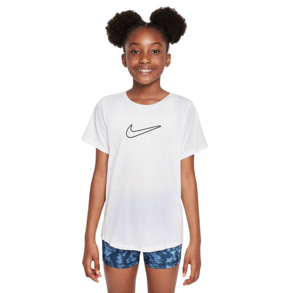 NIKE GIRLS DRI-FIT FITTED SHORT-SLEEVE TOP