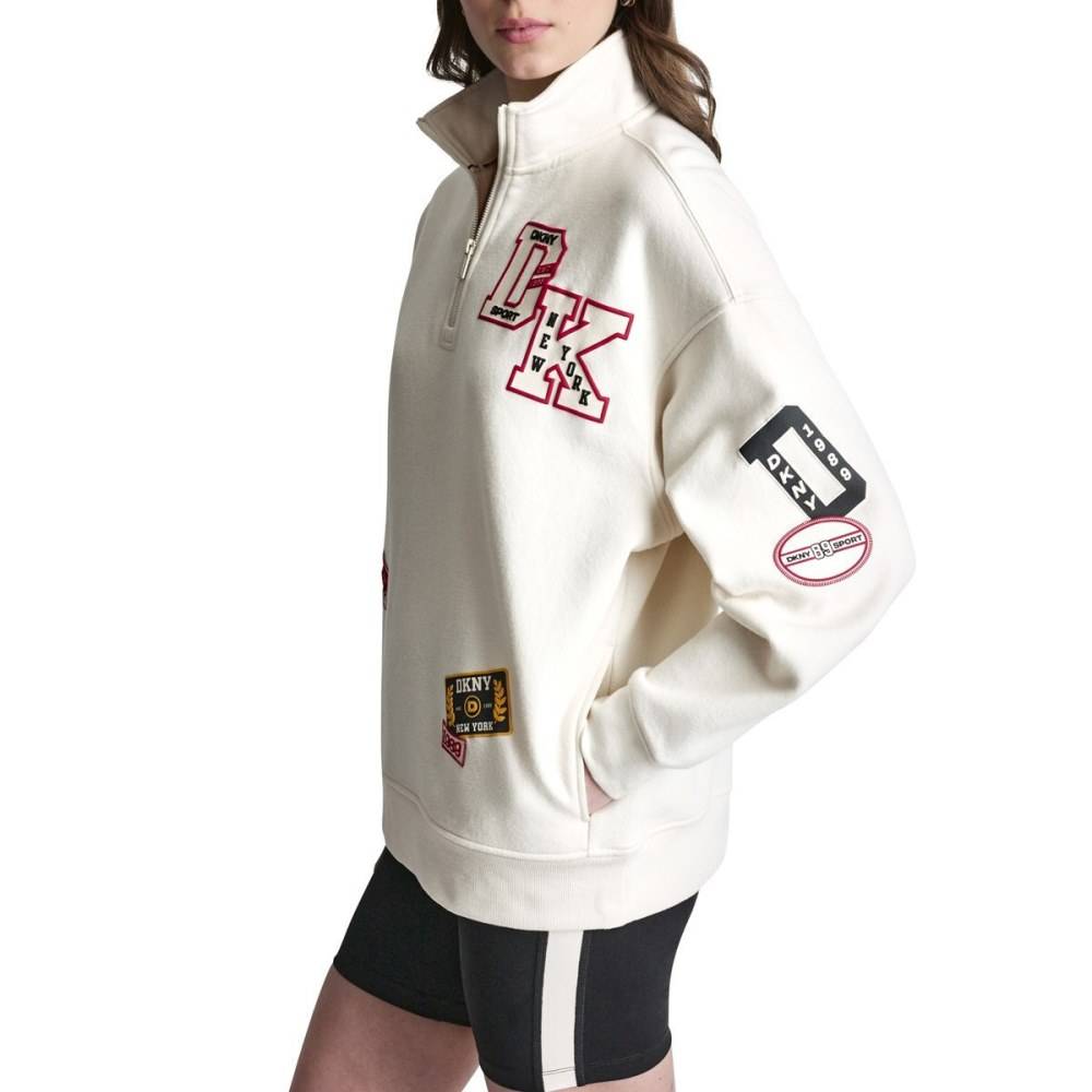 DKNY CAMPUS PATCH OVERSIZED QUARTER-ZIP