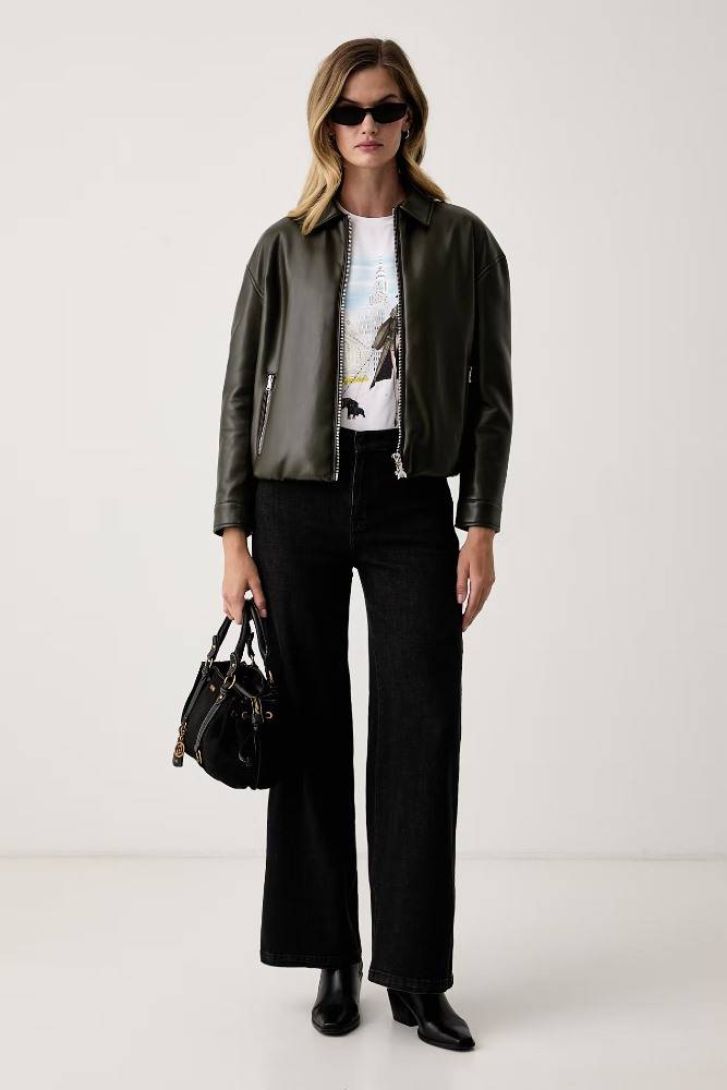 DKNY HIGH RISE WIDE LEG JEANS