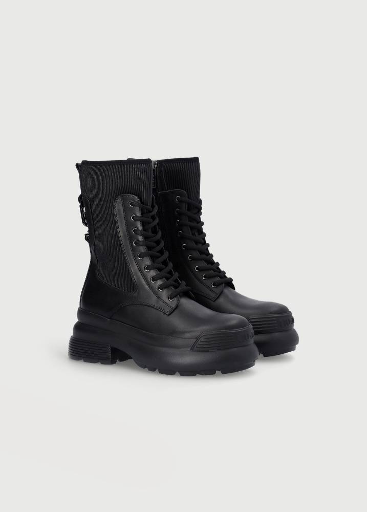 LIU JO AMY 06 - COMBAT BOOTS WITH PLEATS