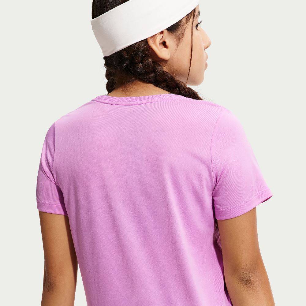 NIKE GIRLS DRI-FIT FITTED SHORT-SLEEVE TOP