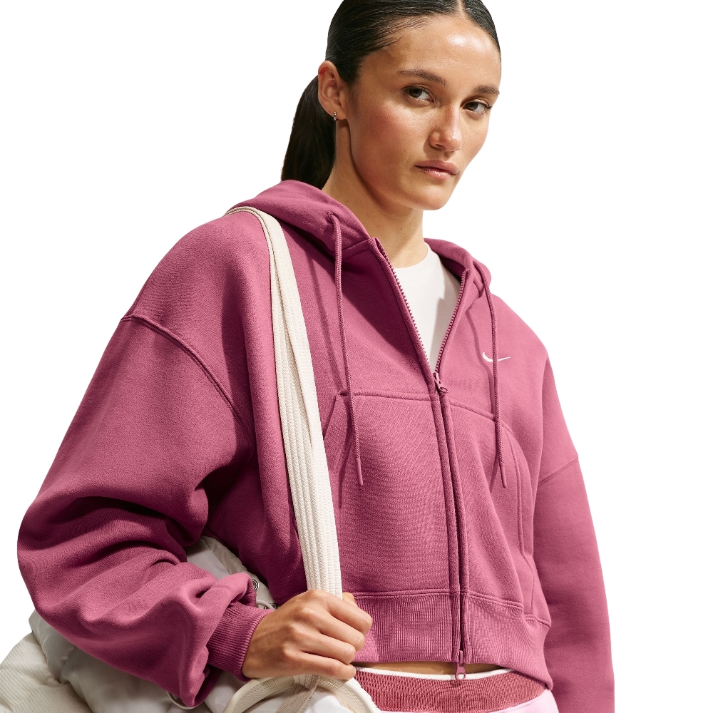 NIKE STUDIO FLEECE OVERSIZED CROPPED FULL-ZIP HOODIE