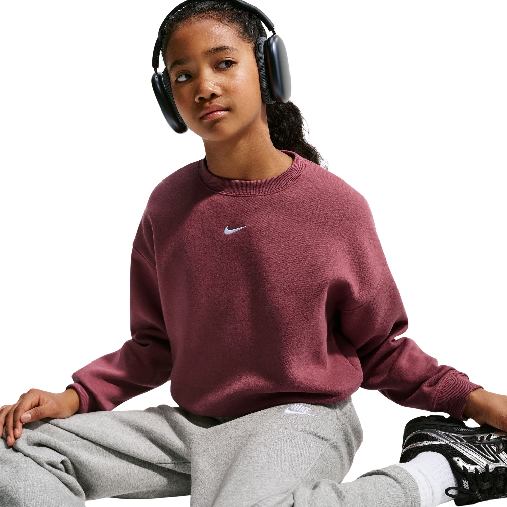 NIKE STUDIO GIRLS OVERSIZED FLEECE BOXY CREW