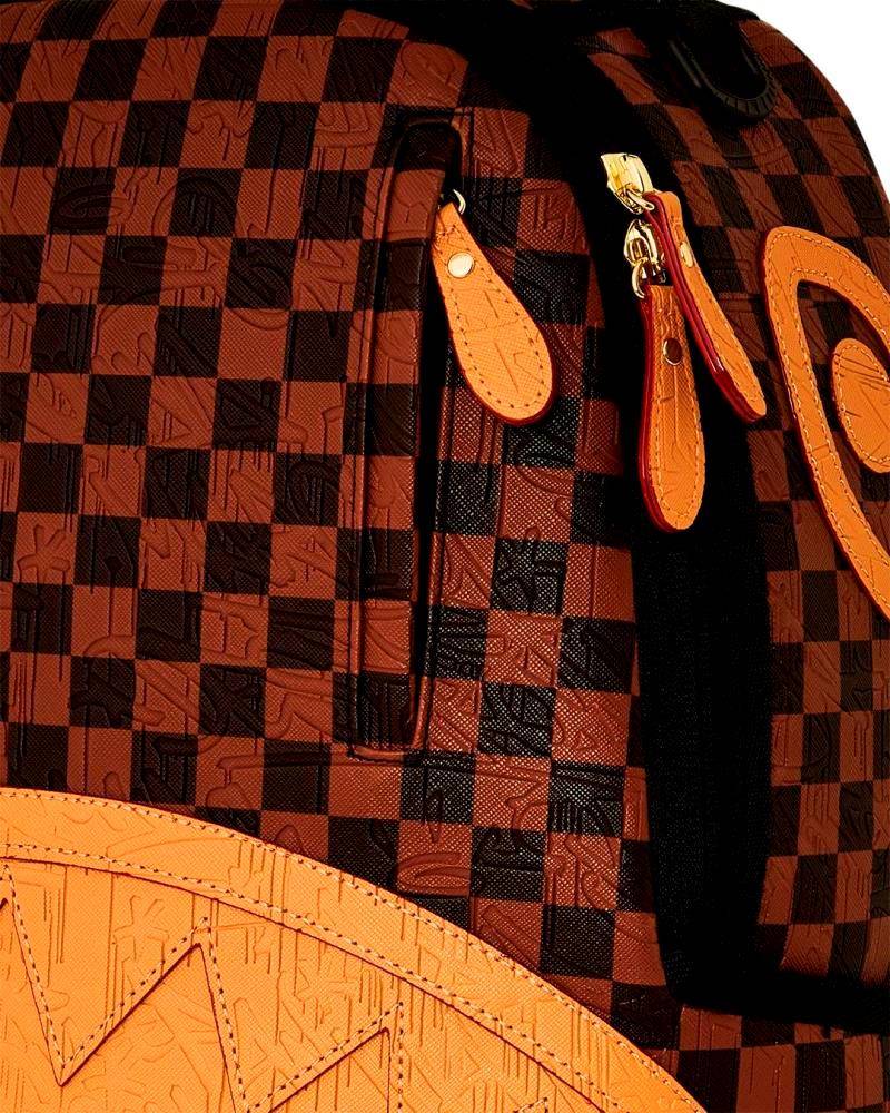 SPRAYGROUND EMBOSSED CHECK BROWN DLXSV BACKPACK