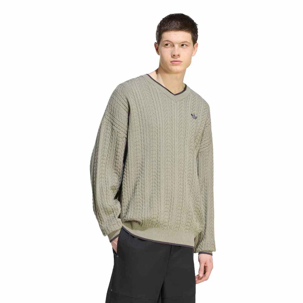 ADIDAS ORIGINALS M CABLE KNIT CREWNECK SWEATSHIRT