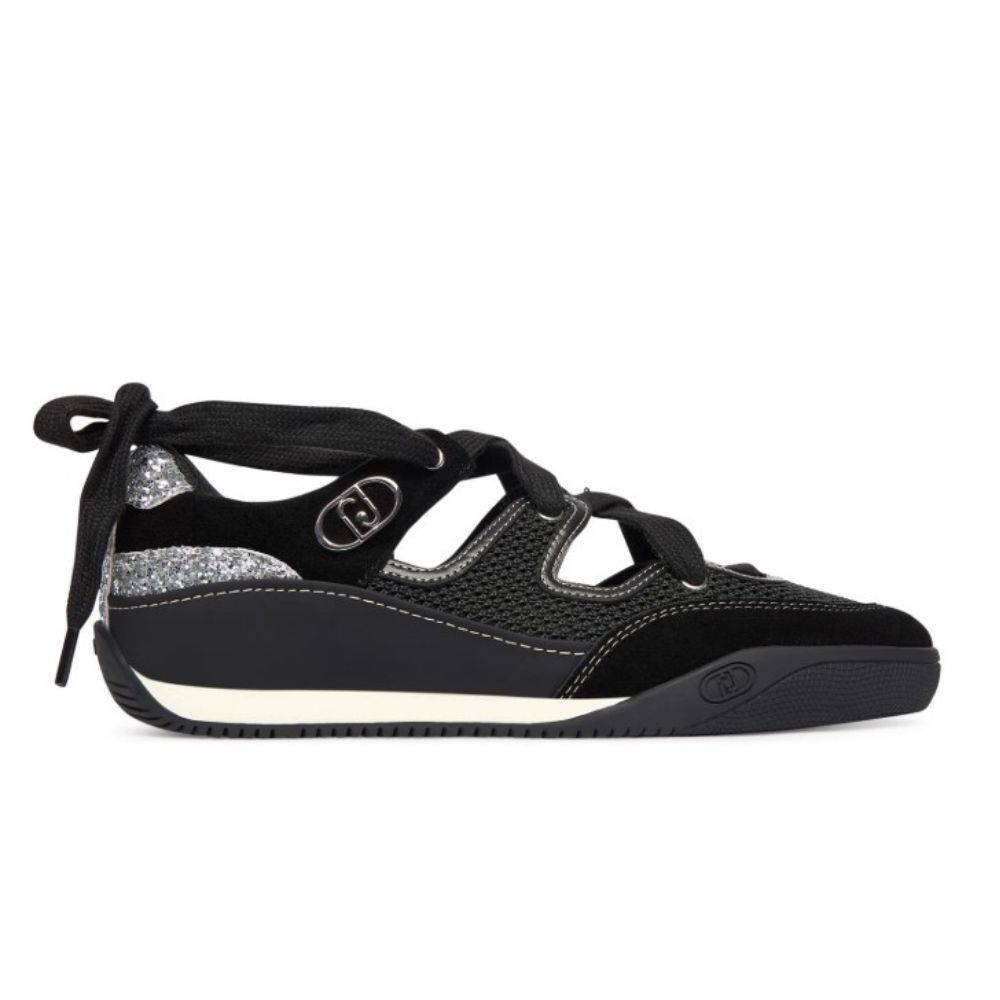 LIU JO LEWIS 03 - SUEDE BALLET SNEAKERS WITH GLITTER INSERTS