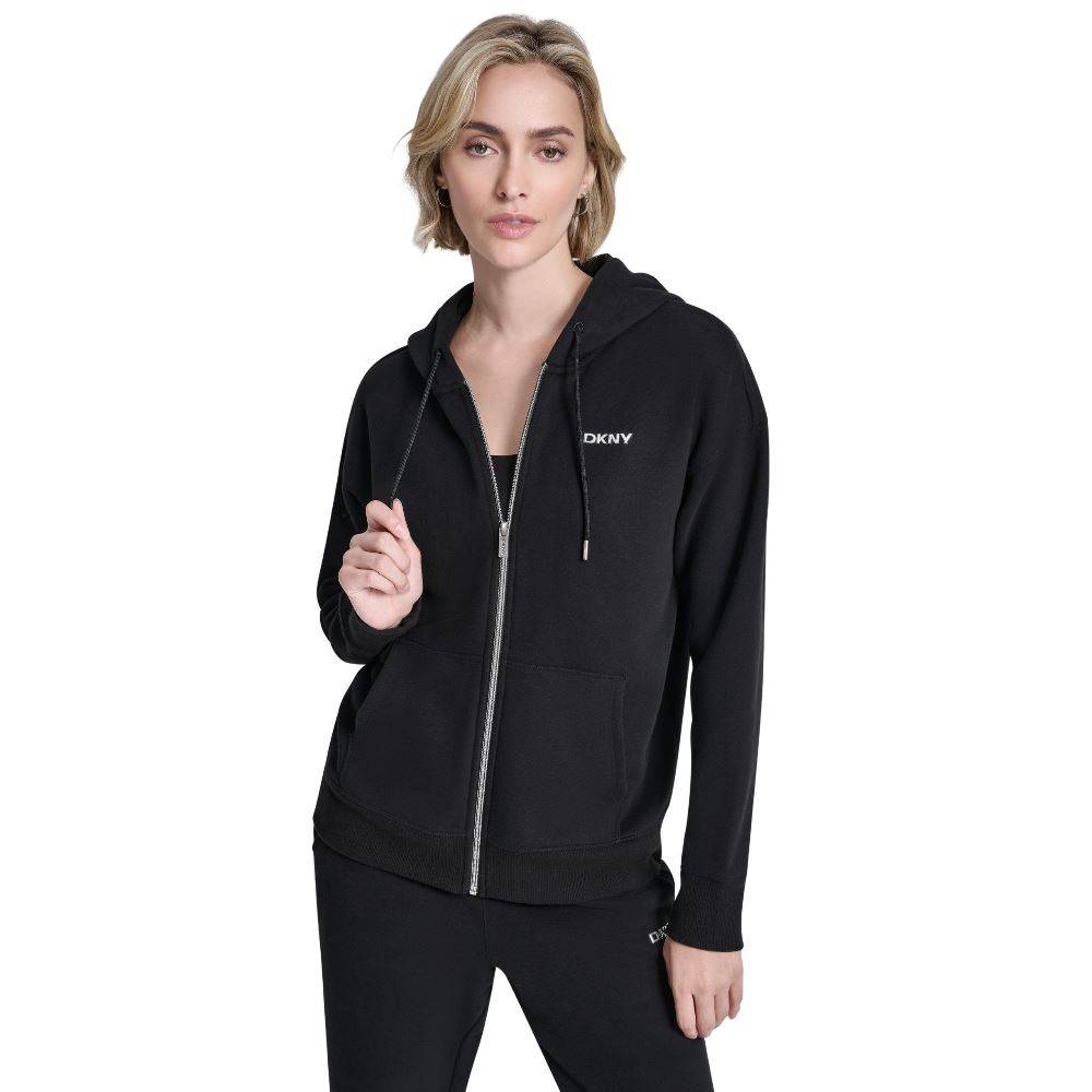 DKNY LOGO ZIP-THRU HOODIE