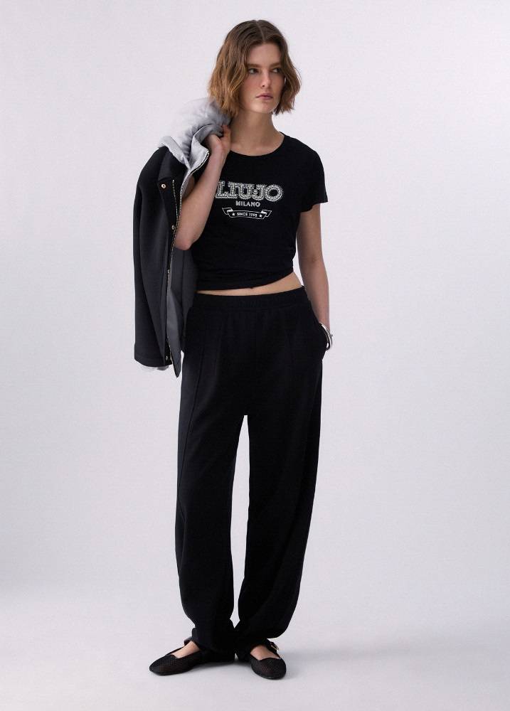 LIU JO T-SHIRT WITH GEMSTONES