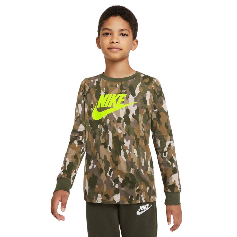 NIKE BOYS SPORTSWEAR CAMO LONG SLEEVE TEE