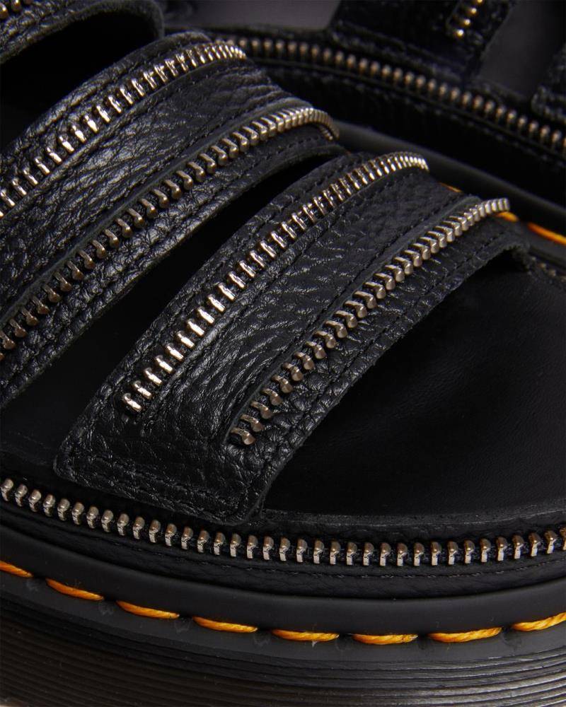 DR. MARTENS CLARISSA II QUAD HARDWARE MILLED NAPPA LEATHER PLATFORM SANDALS