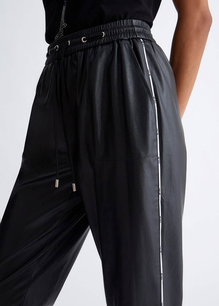 LIU JO LEATHER EFFECT JOGGER PANTS