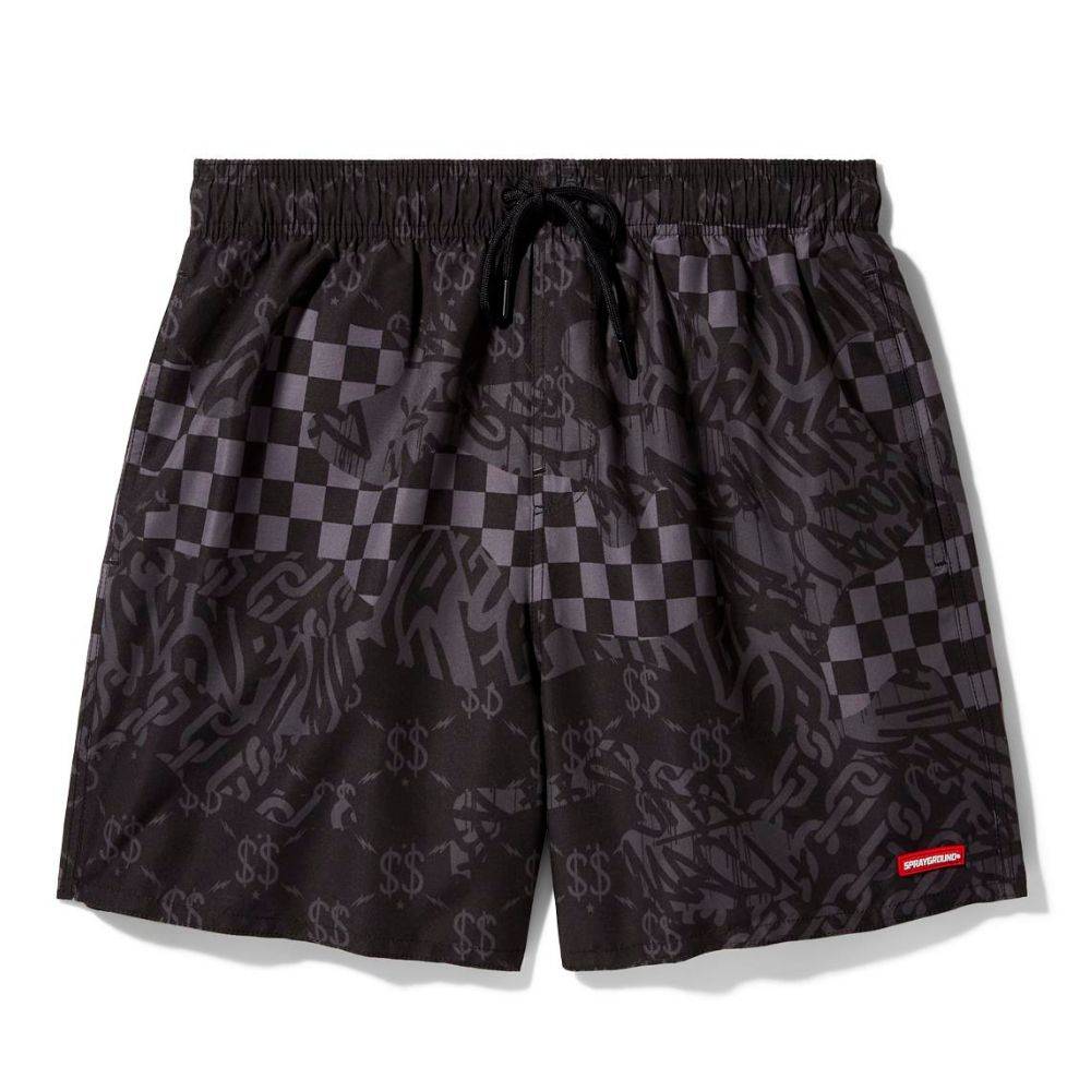 SPRAYGROUND 3AM CHECK PATTERN SWIM SHORT