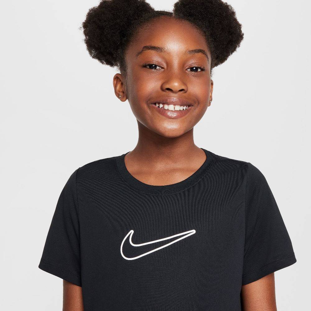NIKE GIRLS DRI-FIT FITTED SHORT-SLEEVE TOP
