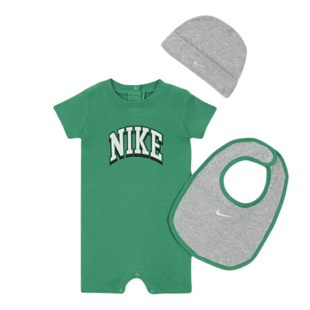 NIKE BABY 3PC ROMPER, HAT, BIB SET