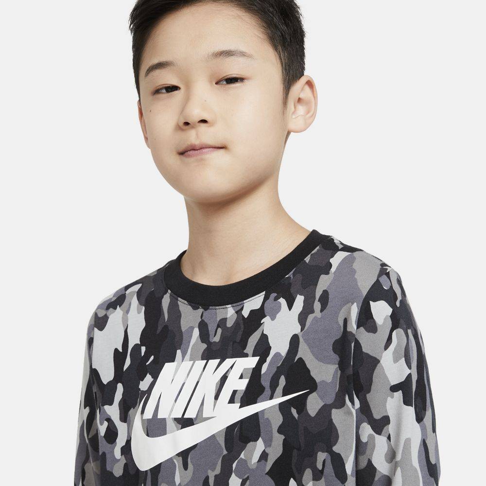 NIKE BOYS SPORTSWEAR CAMO LONG SLEEVE TEE