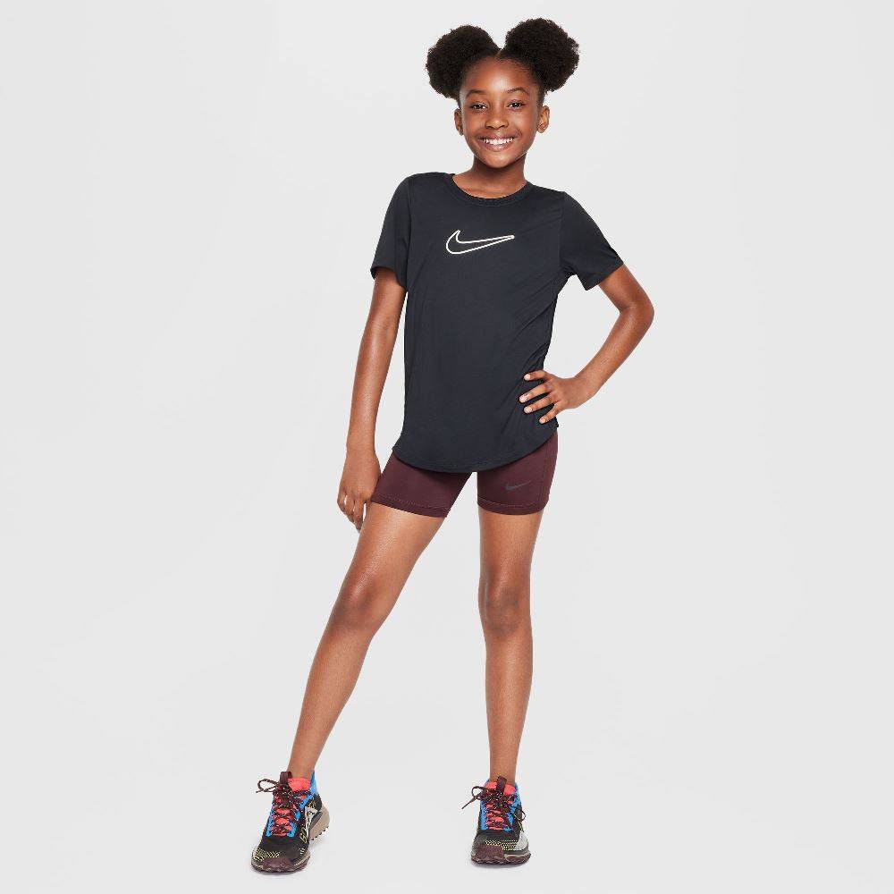 NIKE GIRLS DRI-FIT FITTED SHORT-SLEEVE TOP