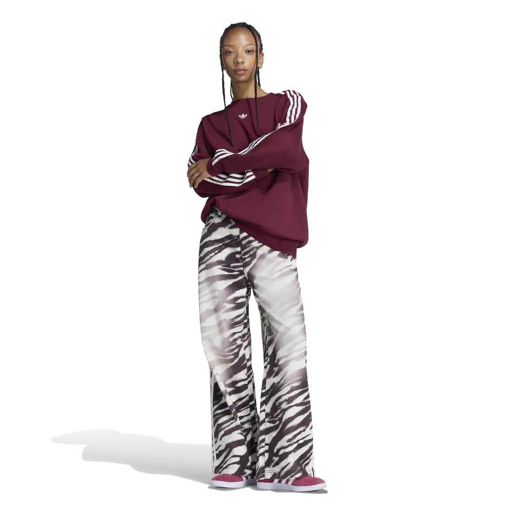 ADIDAS ORIGINALS ADILENIUM SEASON 6 ZEBRA PRINT WIDE LEG DENIM PANTS