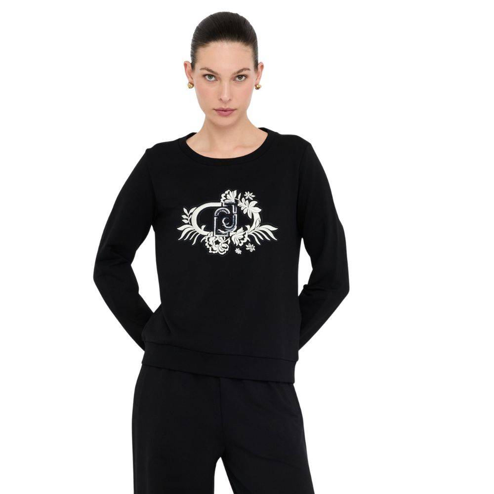 LIU JO SWEATSHIRT WITH FLORAL EMBROIDERY