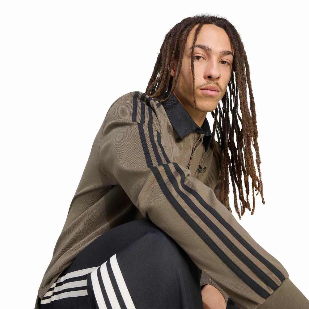 ADIDAS ORIGINALS M 3-STRIPES RUGBY LONG-SLEEVE POLO