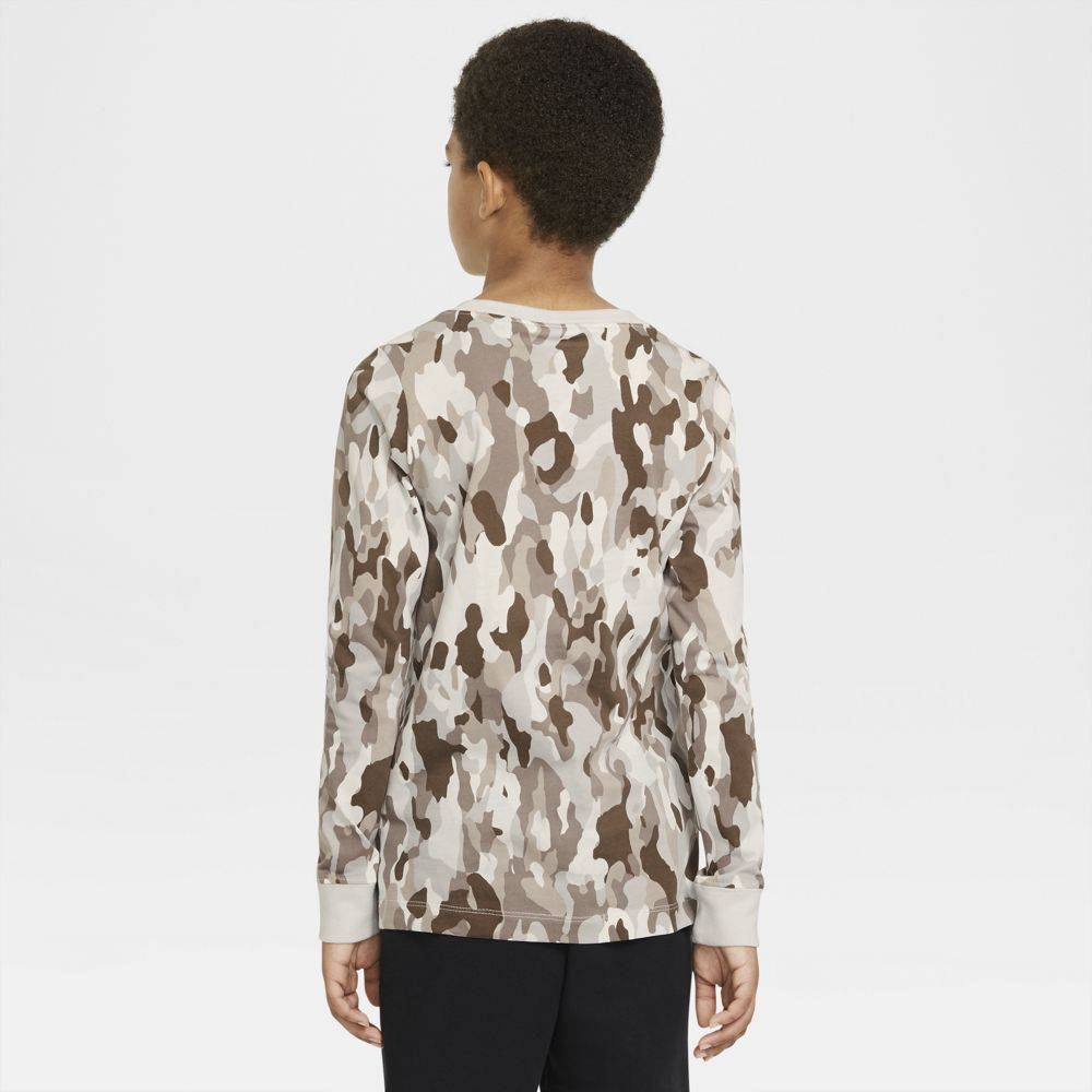 NIKE BOYS SPORTSWEAR CAMO LONG SLEEVE TEE