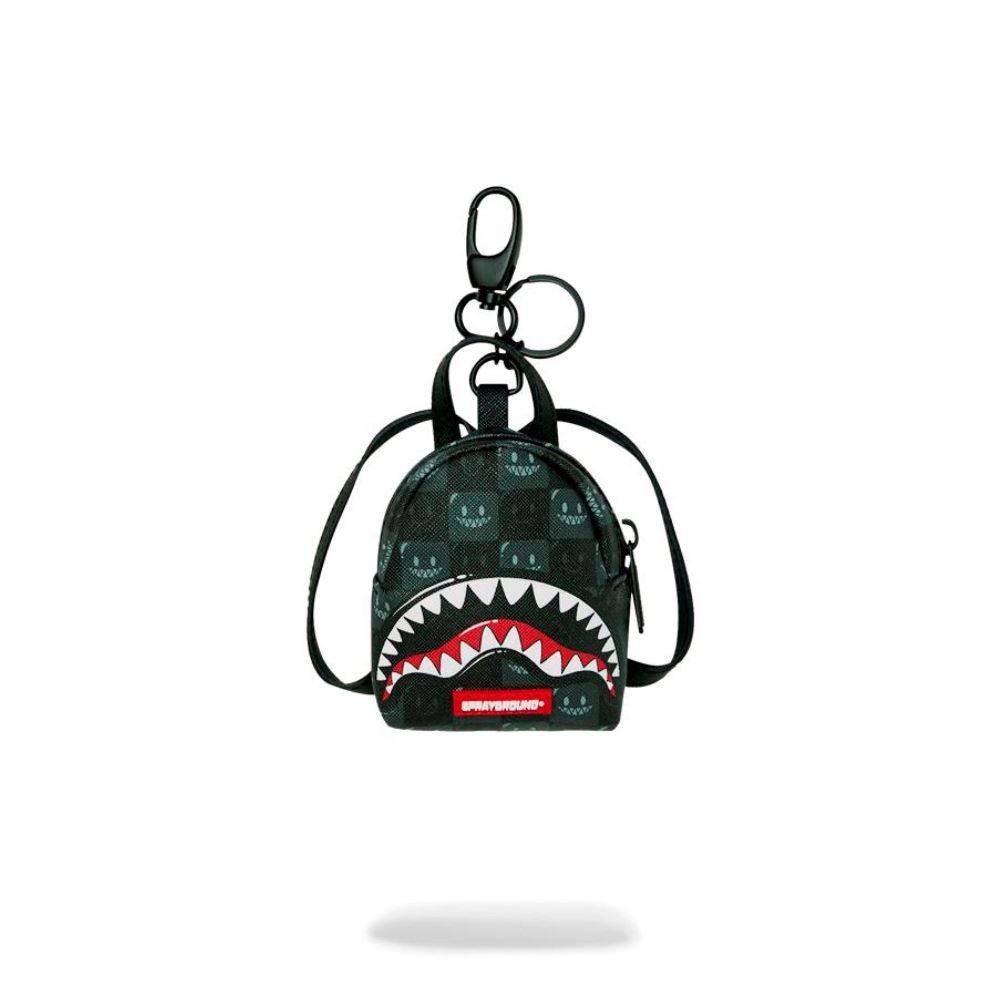 SPRAYGROUND SHARKS IN PARIS WTF BUBBLY BLACK CHECK KEYCHAIN
