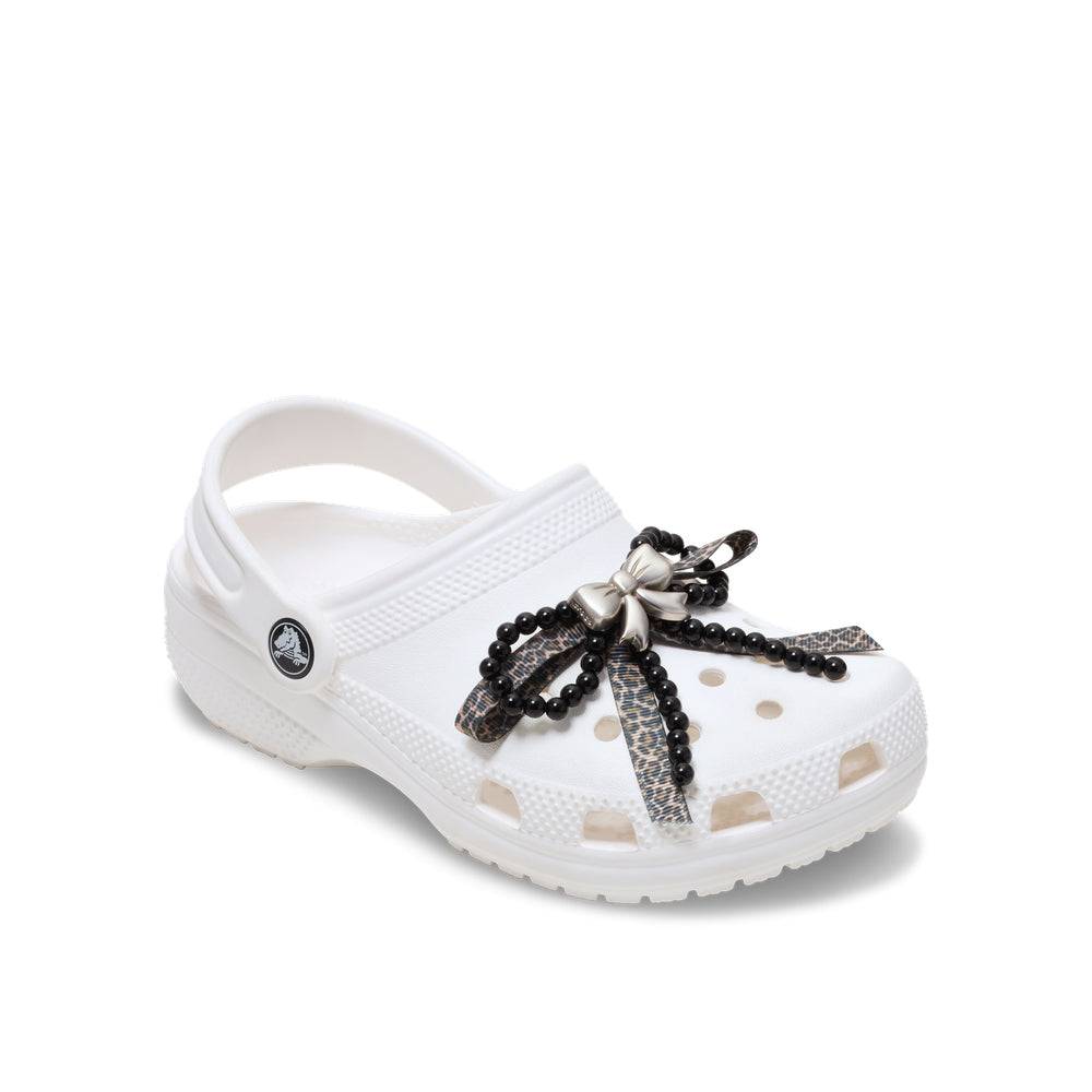 CROCS SILVER AND BLACK MIX BOW JIBBITZ™ CHARM