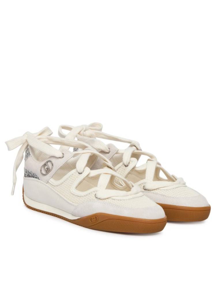 LIU JO LEWIS 03 - SUEDE BALLET SNEAKERS WITH GLITTER INSERTS
