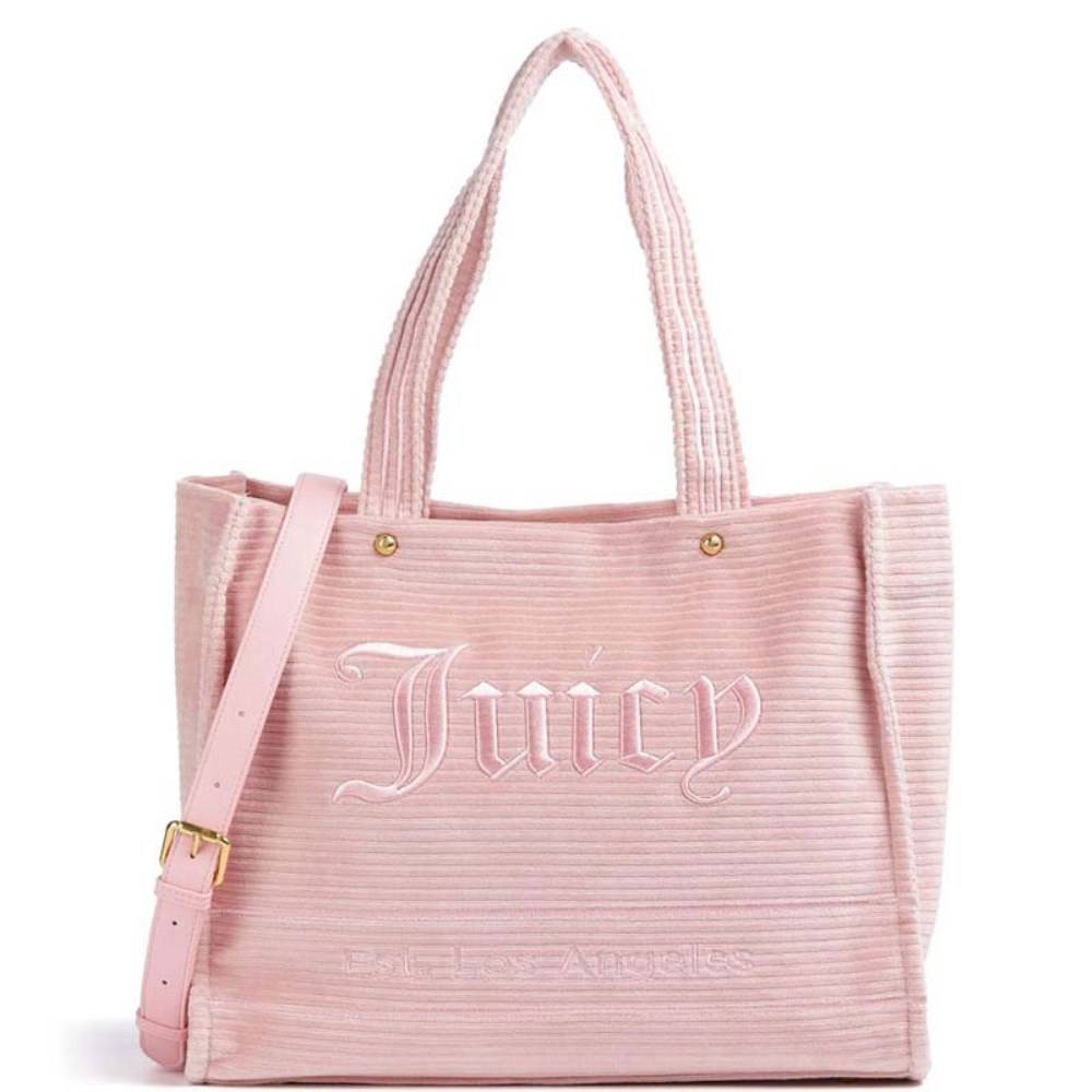 JUICY COUTURE IRIS VELVET STRIPES LARGE SHOPPING BAG