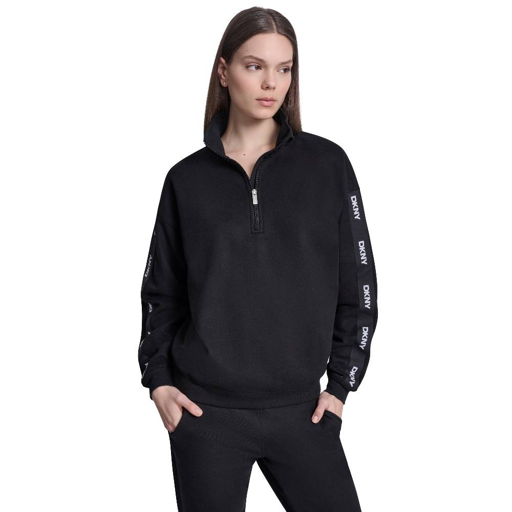DKNY LOGO QUARTER-ZIP SWEATSHIRT