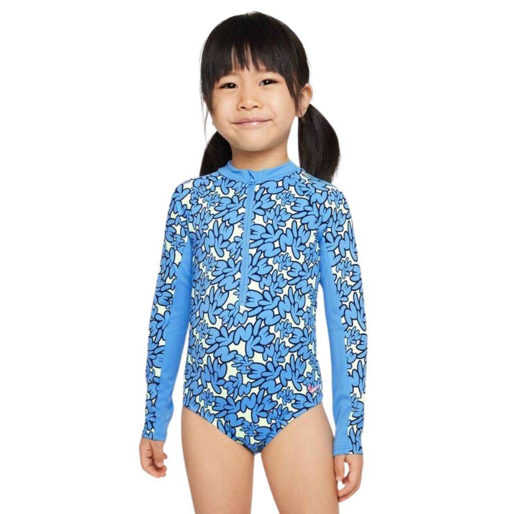NIKE LITTLE GIRLS BUBBLE SCRIPT LONG SLEEVE ONE PIECE
