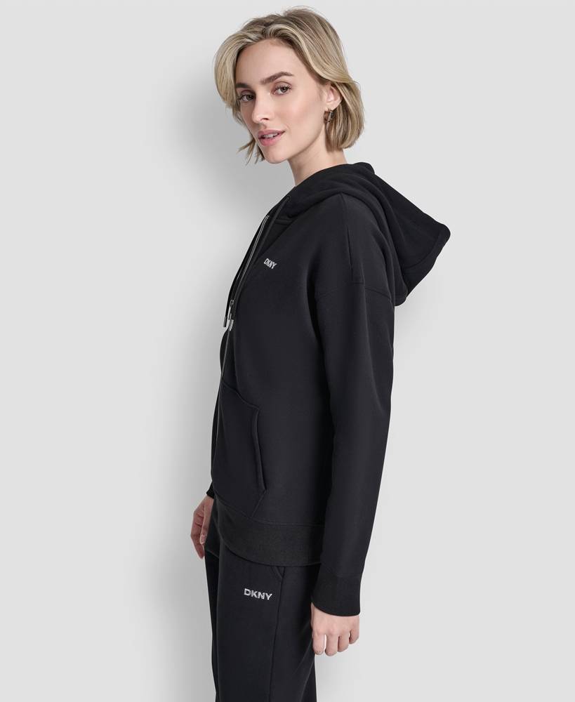 DKNY LOGO ZIP-THRU HOODIE