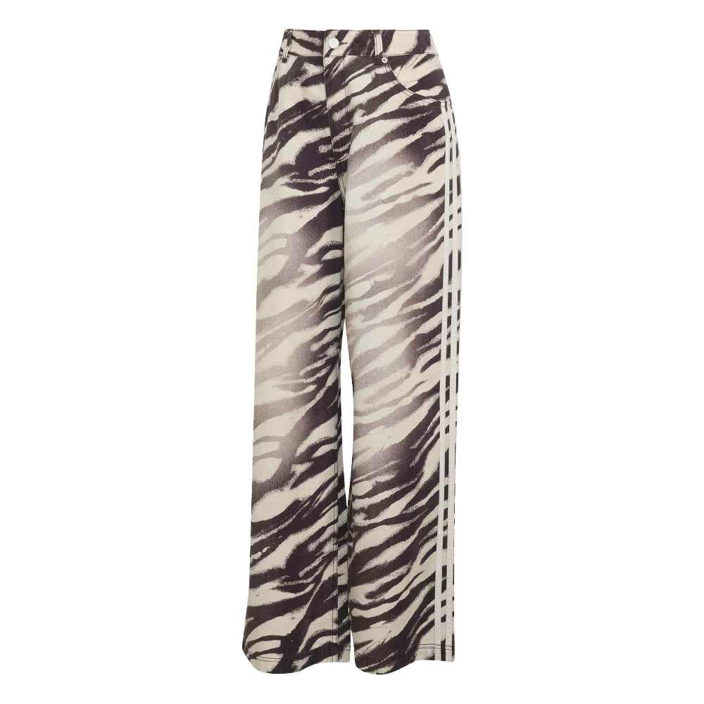 ADIDAS ORIGINALS ADILENIUM SEASON 6 ZEBRA PRINT WIDE LEG DENIM PANTS