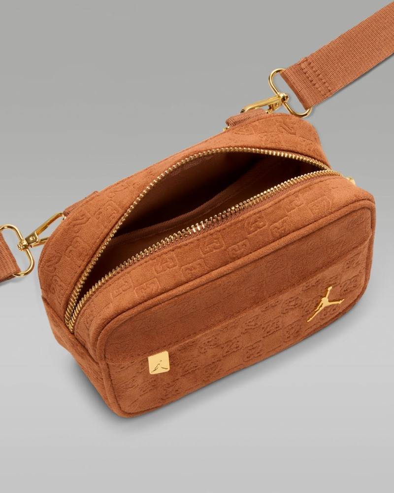 NIKE JORDAN SUEDE MONOGRAM CAMERA BAG