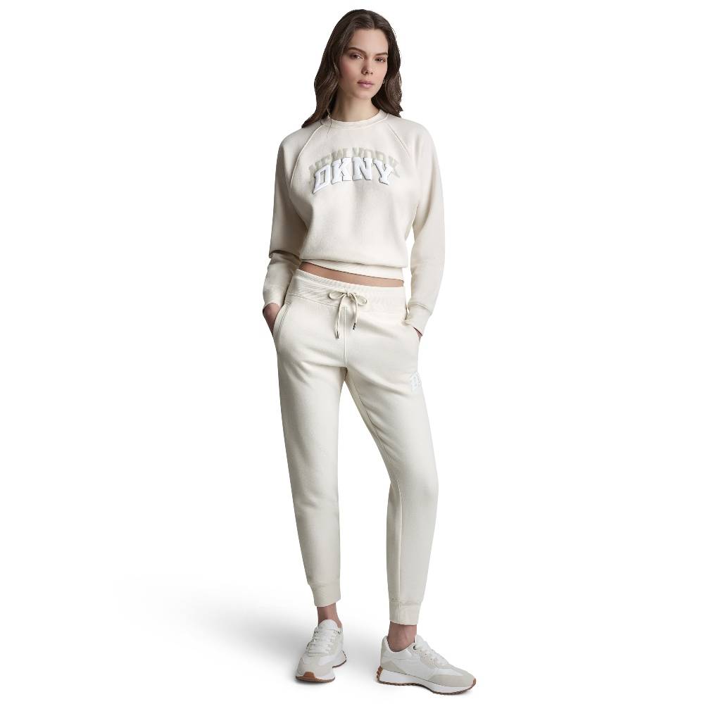 DKNY VARSITY LOGO MID RISE RIB WAIST AND CUFF JOGGER