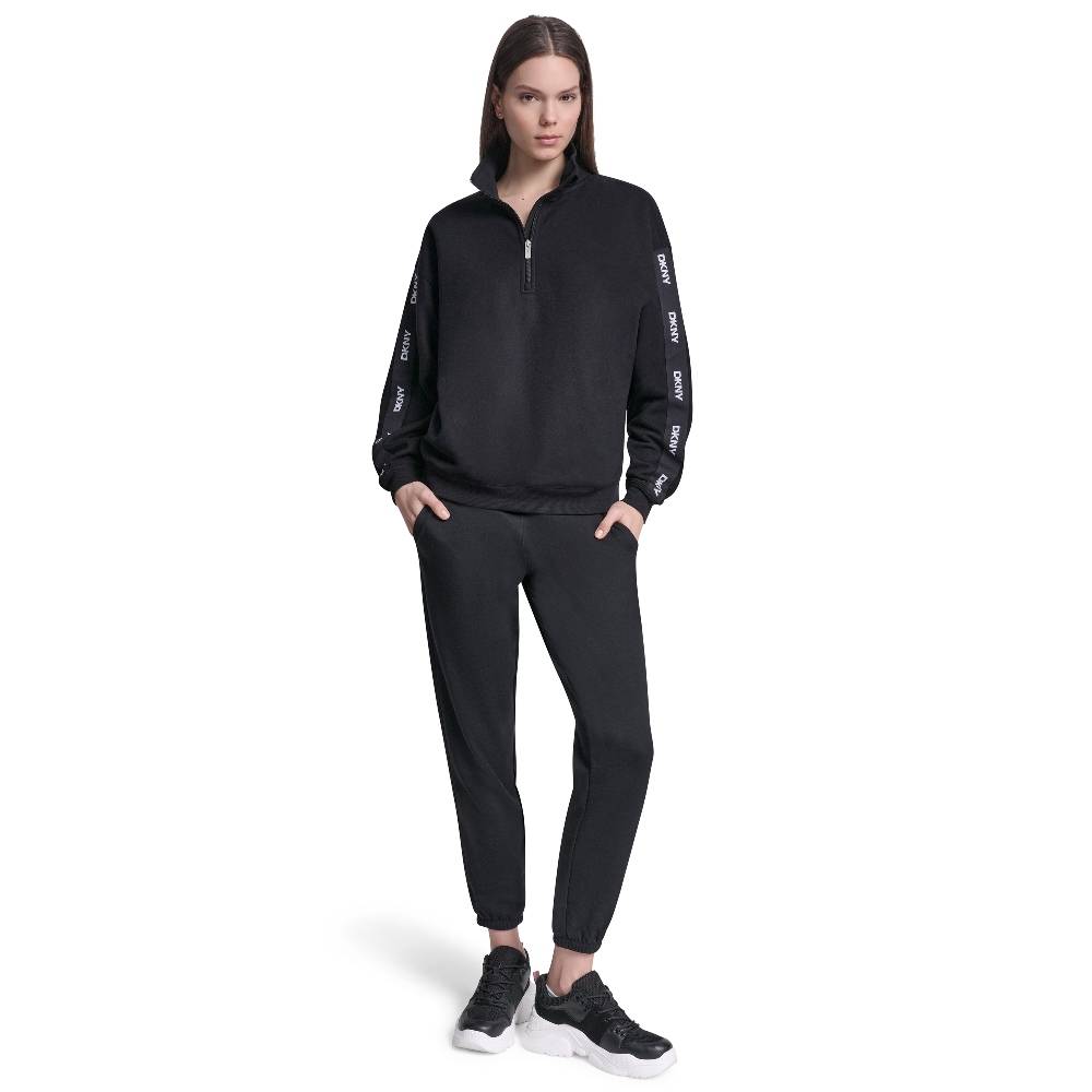 DKNY LOGO QUARTER-ZIP SWEATSHIRT