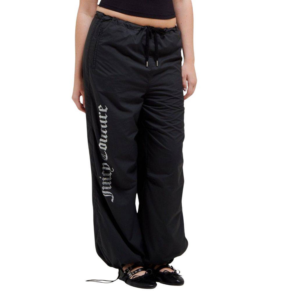 JUICY COUTURE AYLA LEG DIAMANTE LOGO PARACHUTE PANTS